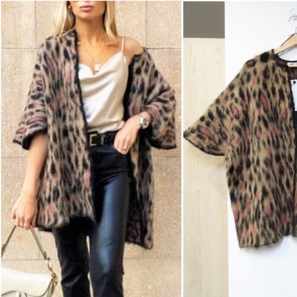 Zara limited edition Animal Print Alpaca Wool Coat